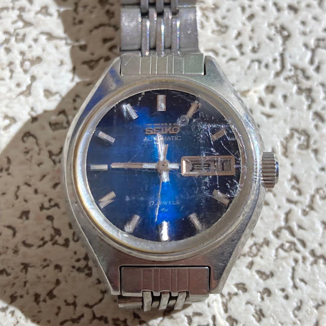 Б/у часы Seiko 2206-0300 с автоподзаводом 17 камней синий циферблат винтажные