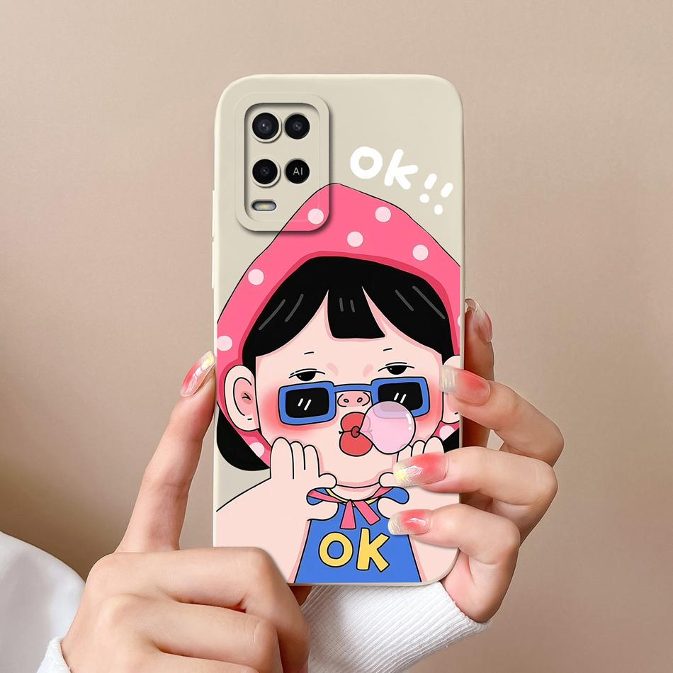 For Oppo A54 A54S Case Simple Cute Design Full Protection Phone Housing For Oppo A 54 4G Back Cover Soft Liquid Silicone Fundas