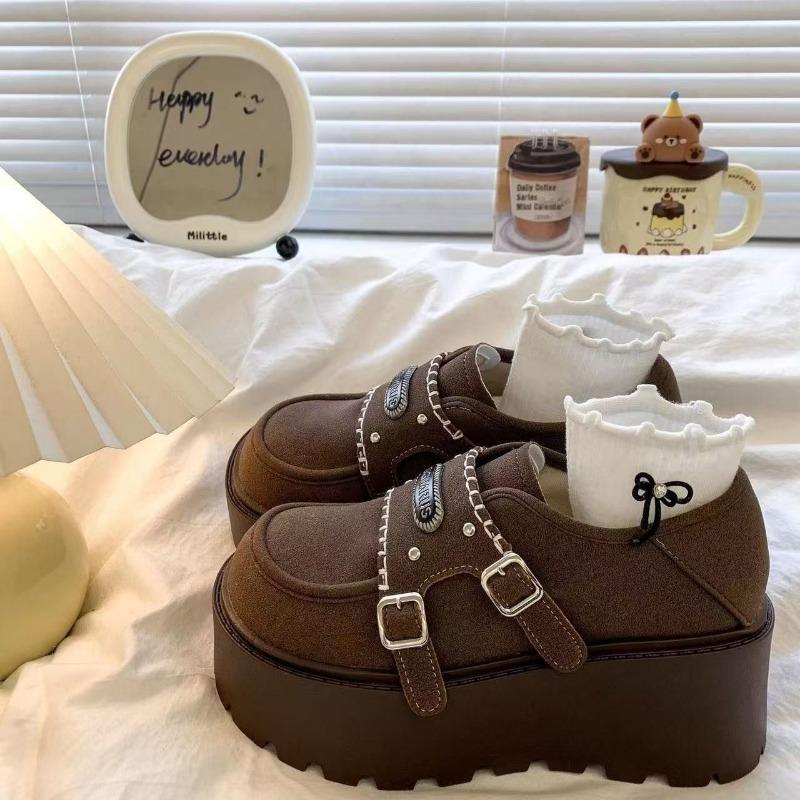 All-inclusive Heightening Retro Platform Spring and Autumn New One-pedal Single Shoes Women