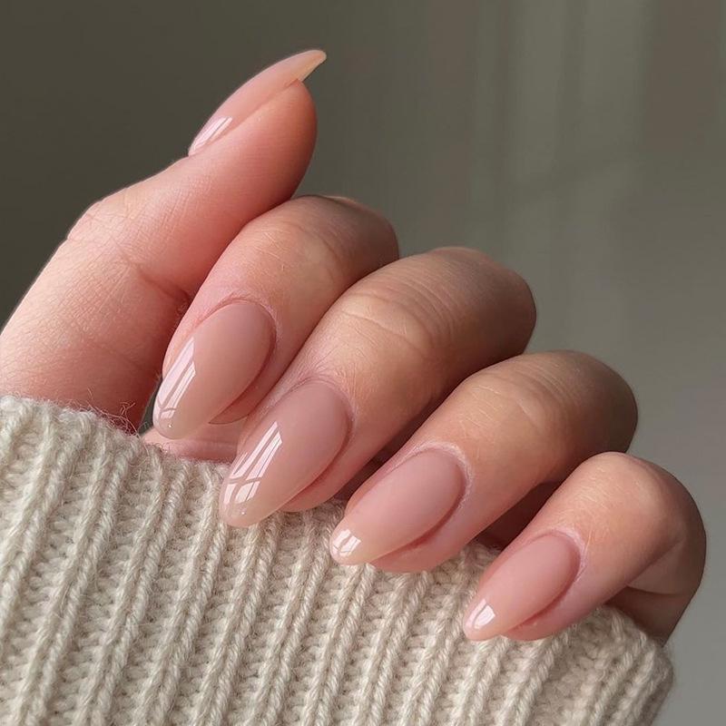 Teardrop Nude Wearable Manicure Nail Tips - Removable False Nails
