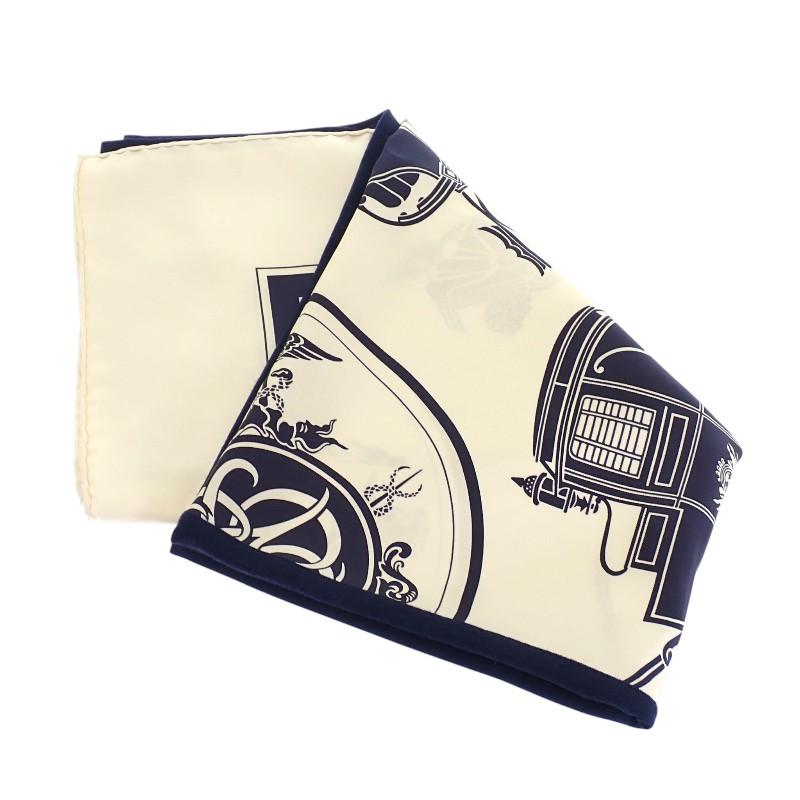 HERMES  H394829T 02  scarf Navy/Ivory silk/wool mens