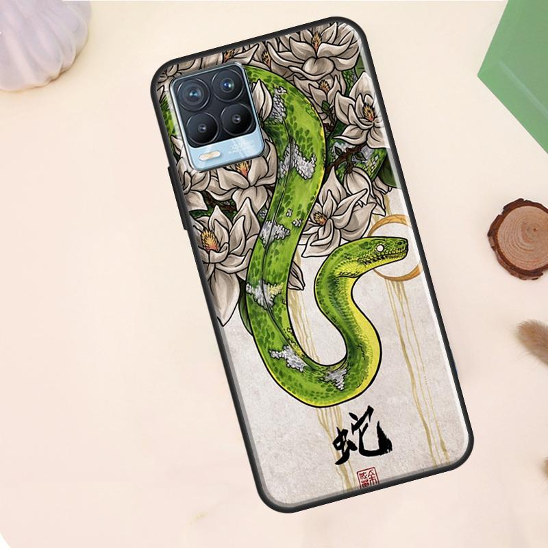 Snake Illustration Art Case For Realme C67 C71 C63 C61 C55 C51 C53 C35 C65 C75 11 12 13 14 Pro Plus GT6 GT7 15 Pro