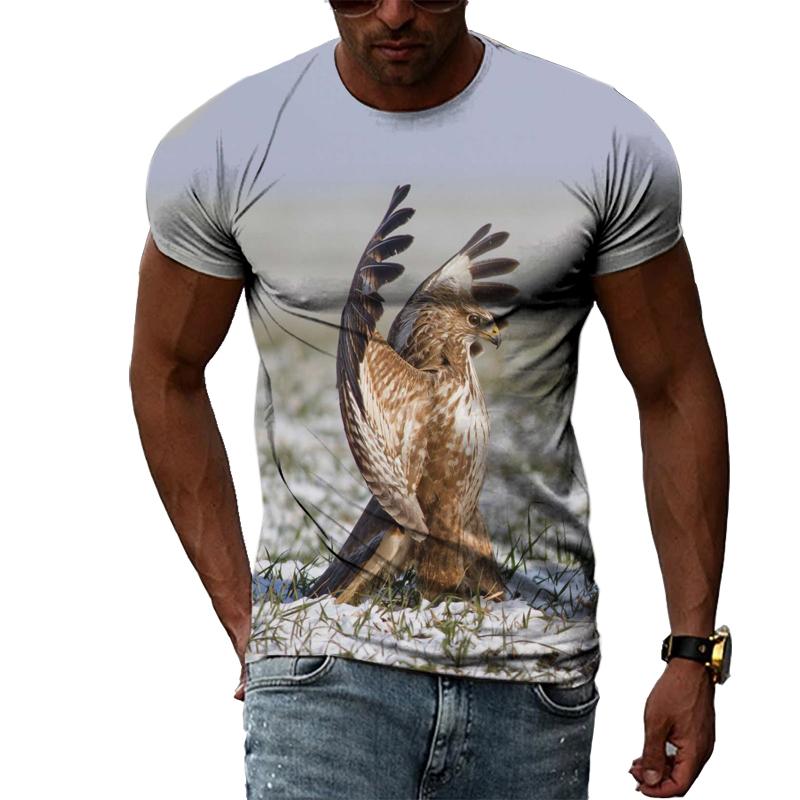 Camiseta con estampado de pájaros divertidos y personalidad de verano para hombre, camisetas casuales con cuello redondo y estampado 3D, estilo callejero de hip hop