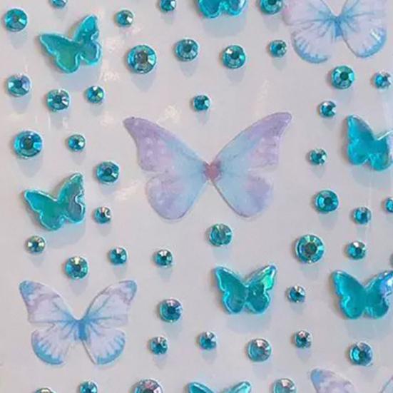 Cartoon Butterfly Rhinestone Face Stickers for Kids Self-Adhesive Gem Stickers for Stage Performance Makeup DIY Girl Dress Up Party Props