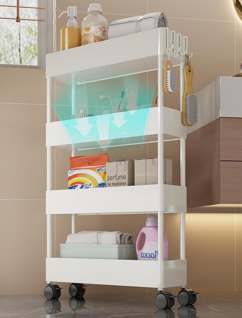 Compact Bathroom Trolley: Slim Floor-Standing Storage Rack for Narrow Spaces and Toilet Side