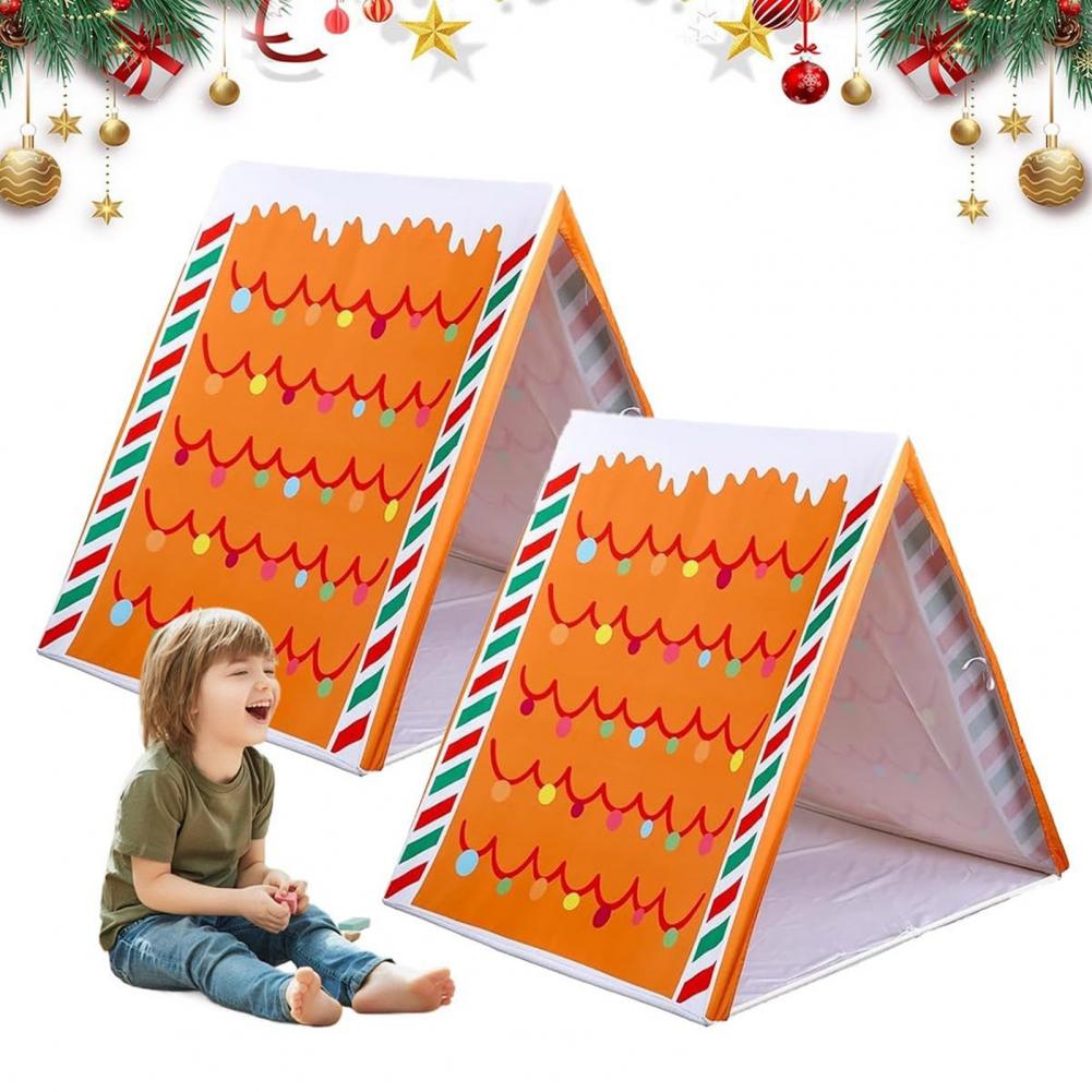 Children Play Tent Gingerbread Christmas Tent Festive Holiday Playhouse for Kids Indoor Lightweight Detachable Xmas Party Decor
