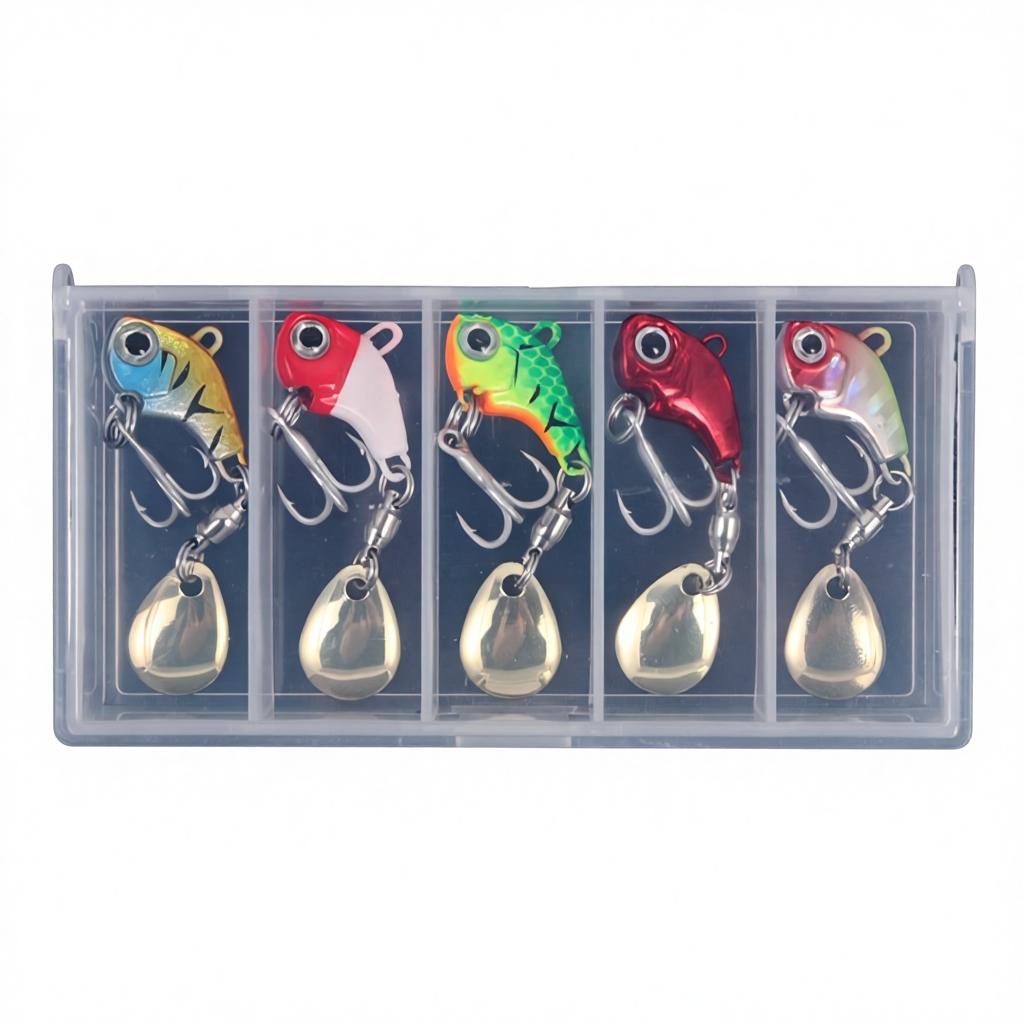 Ultra-Small Hard Bait Lead Fish Single Hook Set Five Boxes Metal Horse Mouth Three Hooks Blood Groove Sequins for Bass Trout
