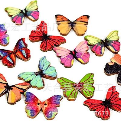 50 Bottoni di Legno Colorati a Forma di Farfalla da 2,54 cm per Lavoretti Fai da Te per Bambini