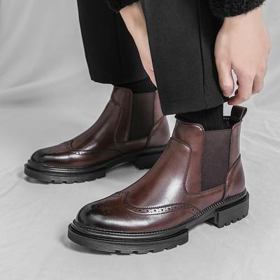 Winter Retro Herren Business Chelsea Lederstiefel Herrenstiefel Lässig Dicksohlig Rutschfest Marke Trainingsstiefel Gesellschaftsstiefel Herren