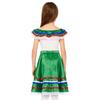 Girls Mexican Dress Set Off Shoulder Ruffled Top Elastic Waistband Lace Ribbon Trim Skirt