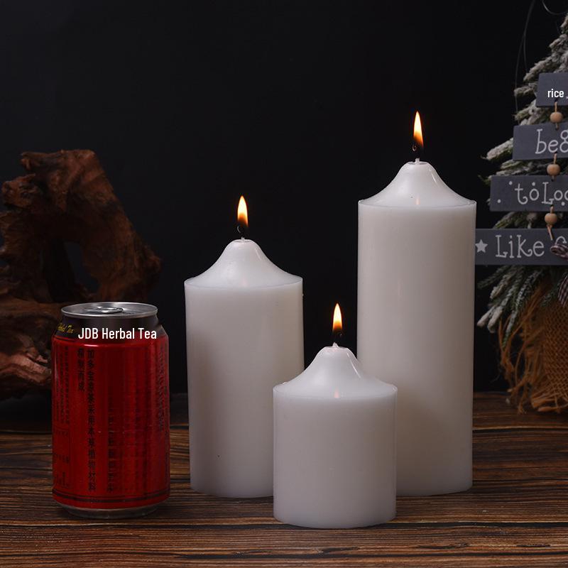 Classic Ivory Smokeless White Cylindrical Wedding Candles for Home and Restaurant Decor - Free Shipping