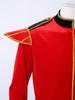 Stand Collar Long Sleeve Velvet Jacket with Gold Trim and Shoulder Boards for Men Circus Ringmaster Halloween Carnival Costume