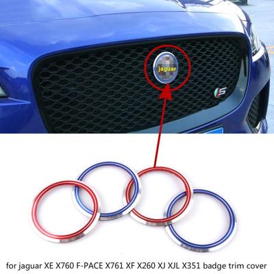 Car Front Grill Center Emblem Logo Decorative Ring Stickers for Jaguar XE X760 F-PACE X761 XF X260 XJ XJL X351 Badge Trim Cover