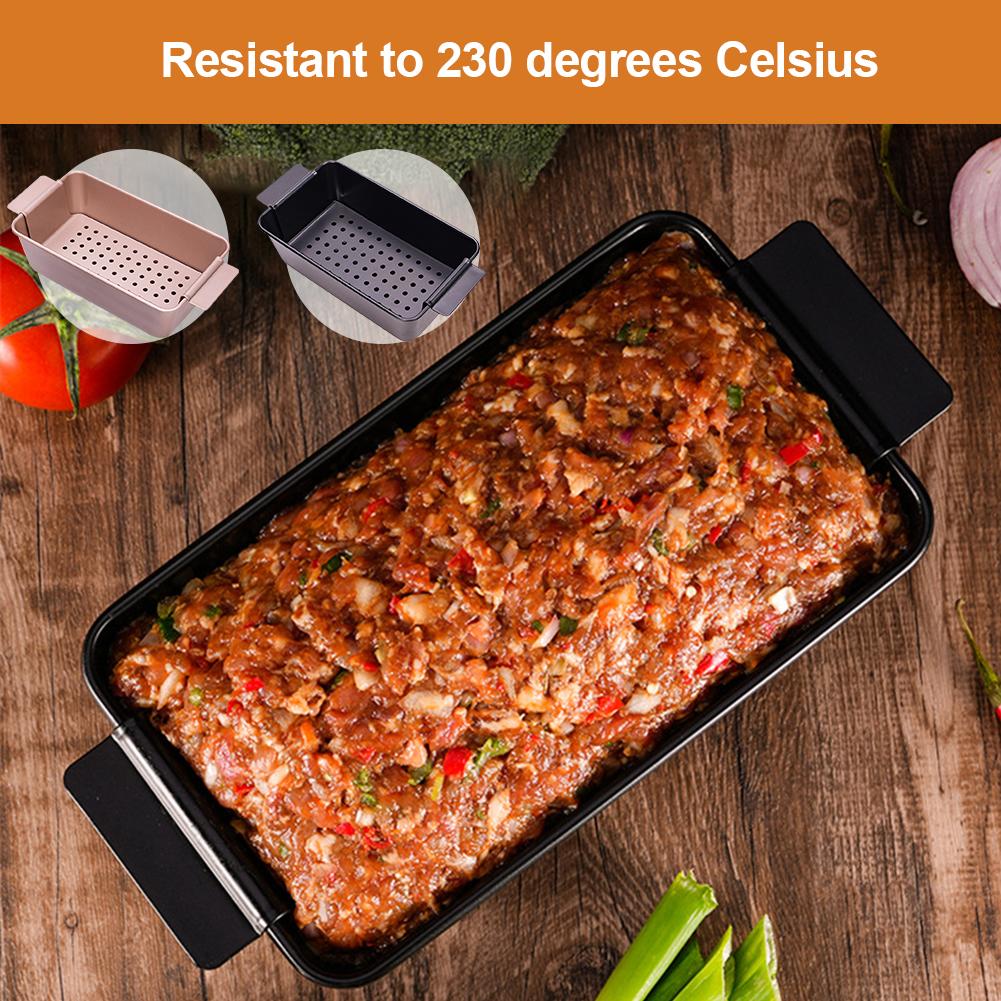 Antihaft-Hackbratenform mit Abtropfschale Fleischkuchen Metall-Backform Toastform Haushalts-Brotform für ganzes Brot und Baguette