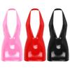 Damen, figurbetonte Kleider, Kunstleder, Wetlook, Party-Minikleider, Neckholder, rückenfrei, Clubwear-Kleid