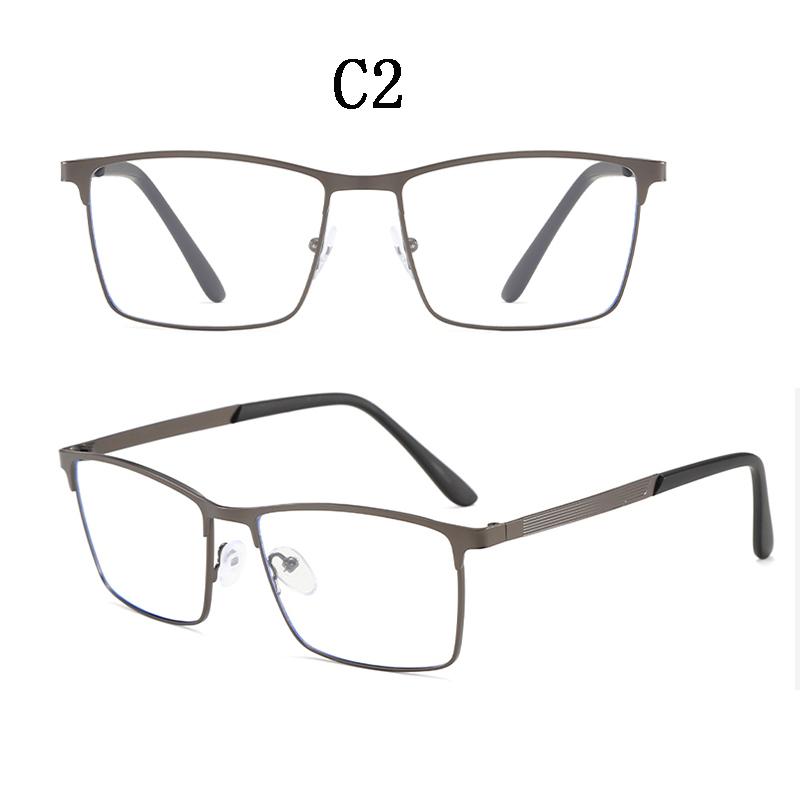 Men Square Metal Large Frame Myopia Glasses Spring Leg Elderly Near Sight Eyewear Blue Light Blocking Eye Protection Eyeglasses
