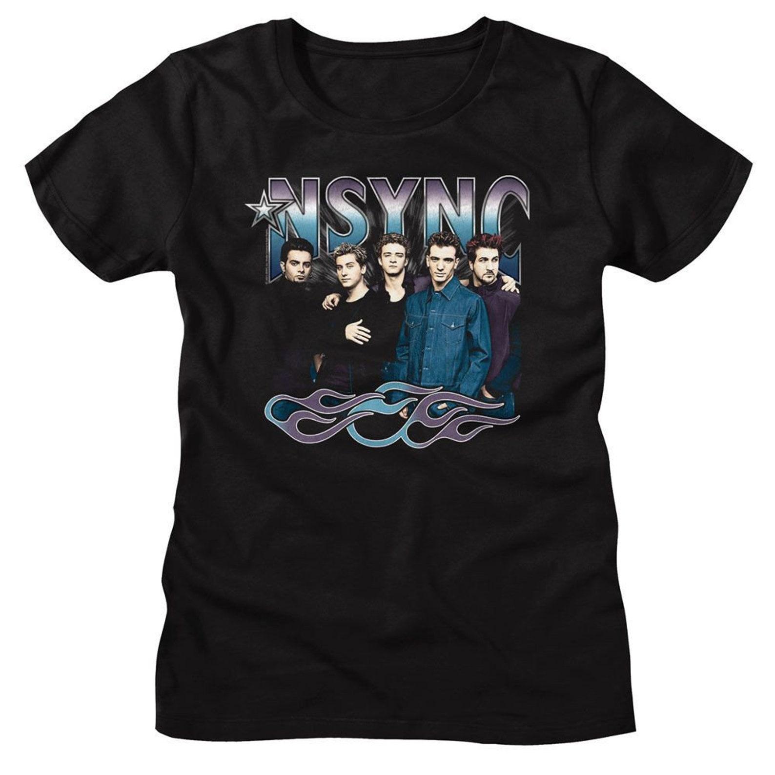 NSYNC Cool Tones and Flames Black Women s T-Shirt 2XL