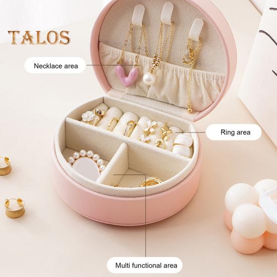 Schmuckschatulle für Ohrringe und Ringe, Organizer, doppellagig, mehrere Fächer, wasserdicht, kompakte, tragbare Aufbewahrungsbox in Minigröße