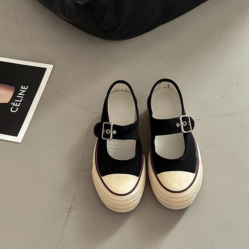 Fashion versatile thick baseplate shoes breathable and lightweight student casual shoes women's summer design sense one-word buckle single shoes wome