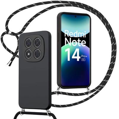 Case for Xiaomi Redmi Note 14 Pro Plus 5G/Note 14 Pro+ 5G, Silicone Protection with Lanyard - Black