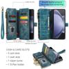 CaseMe Ledertasche für Samsung Galaxy Z Fold 6 5 Reißverschluss-Geldbörse mit Stifthalter Lanyard 2-in-1-Design Kartenfächer Handyhülle
