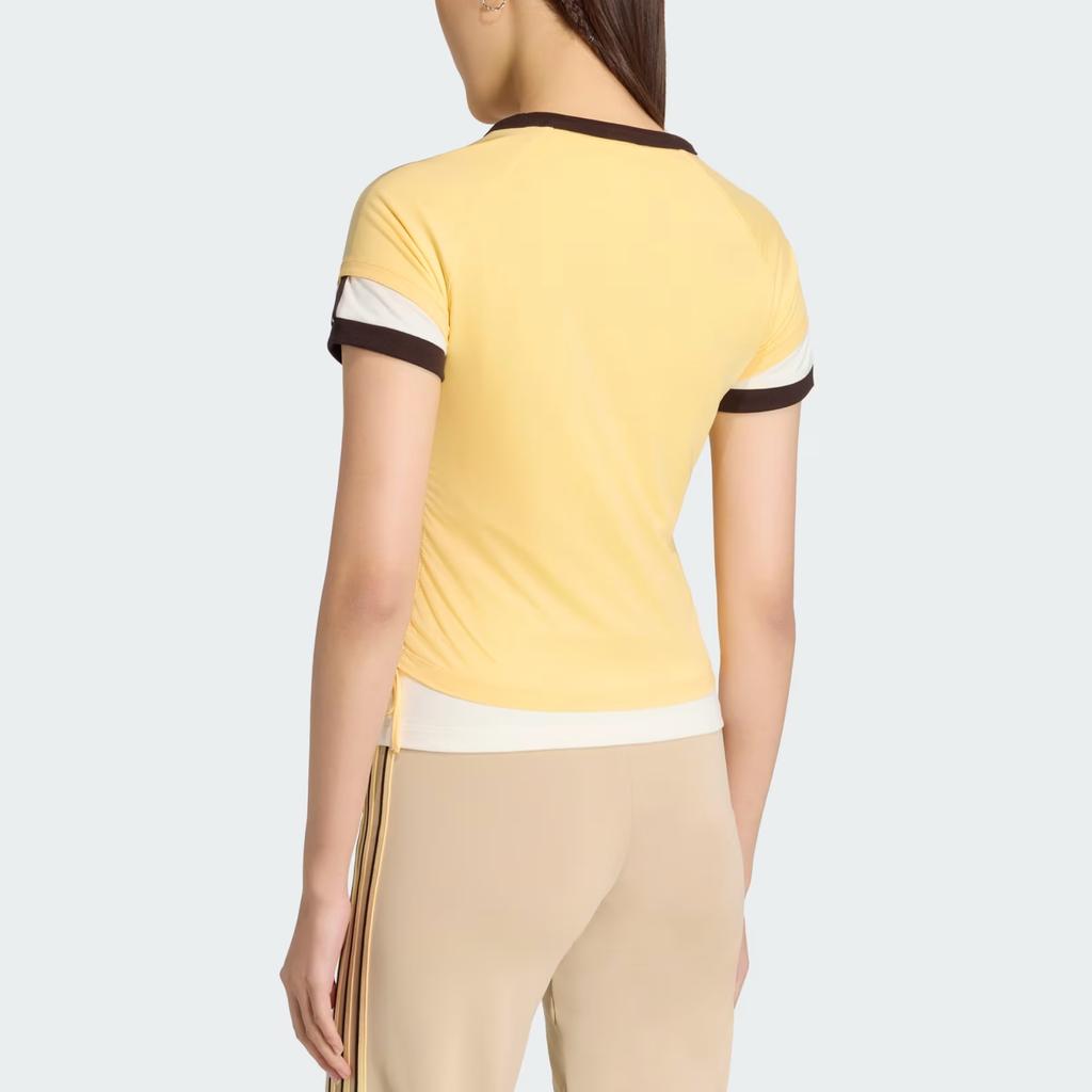 adidas Originals Double Layer Cali Three Stripes Fitted Crew Neck T-Shirt Women Tops KW4526