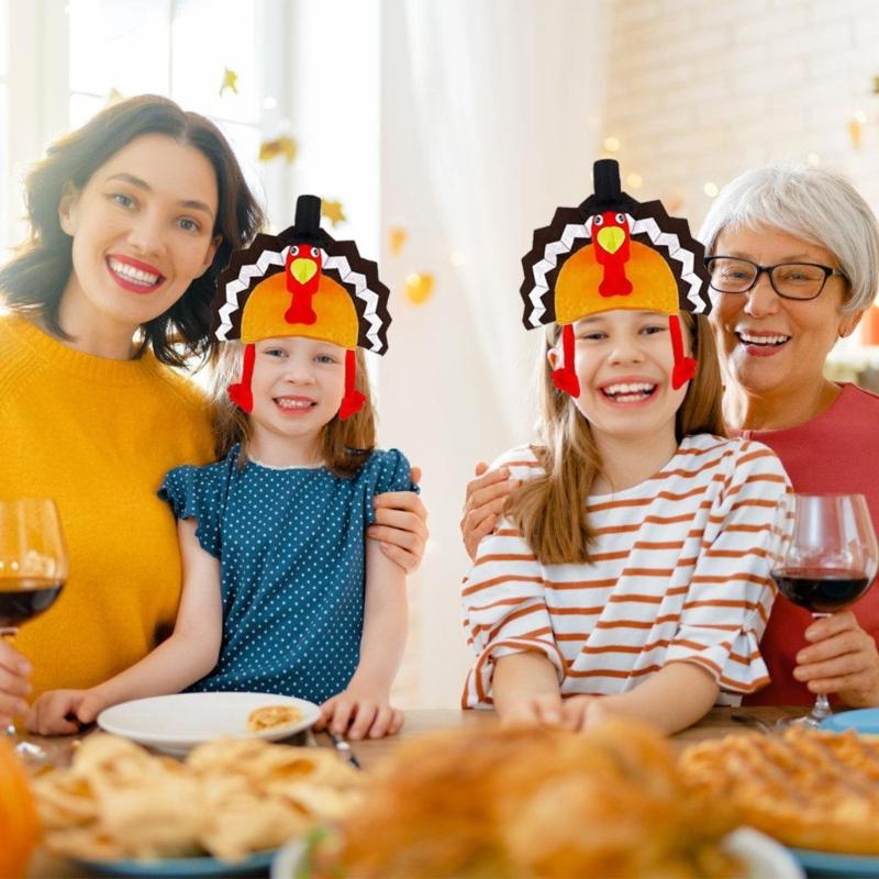 Thanksgiving Headgear for Adult LED Turkey Hat for Boys Girls Cartoon Plush Hat Festival Party Festival Celebration Hat