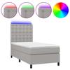Box Spring Bed with Mattress & LED Light Grey 90x190 cm Fabric