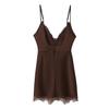 Spring 2026 European & American Style Lace Trim V-Neck Spaghetti Strap Dress for Women.