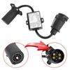 7-Way RV-Blade Socket To 7-Pin Round Connector Trailer Light Harness Connector Suitable For Caravans Boat Trailers