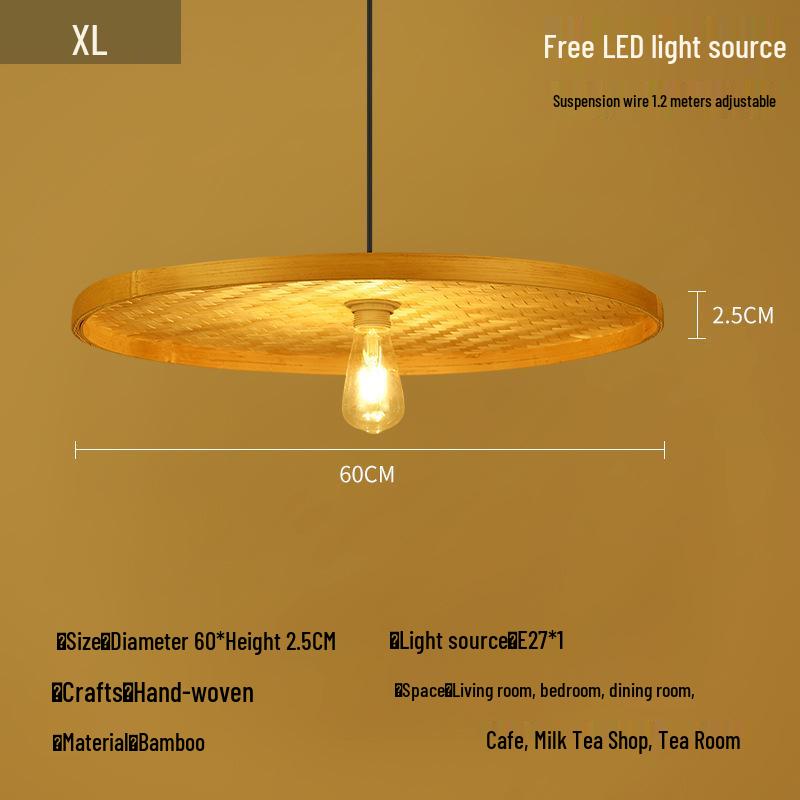 Bamboo Rattan Pendant Lamp: New Chinese & Japanese Style Zen Lighting for Tea Room & Dining, Antique Lantern Design.