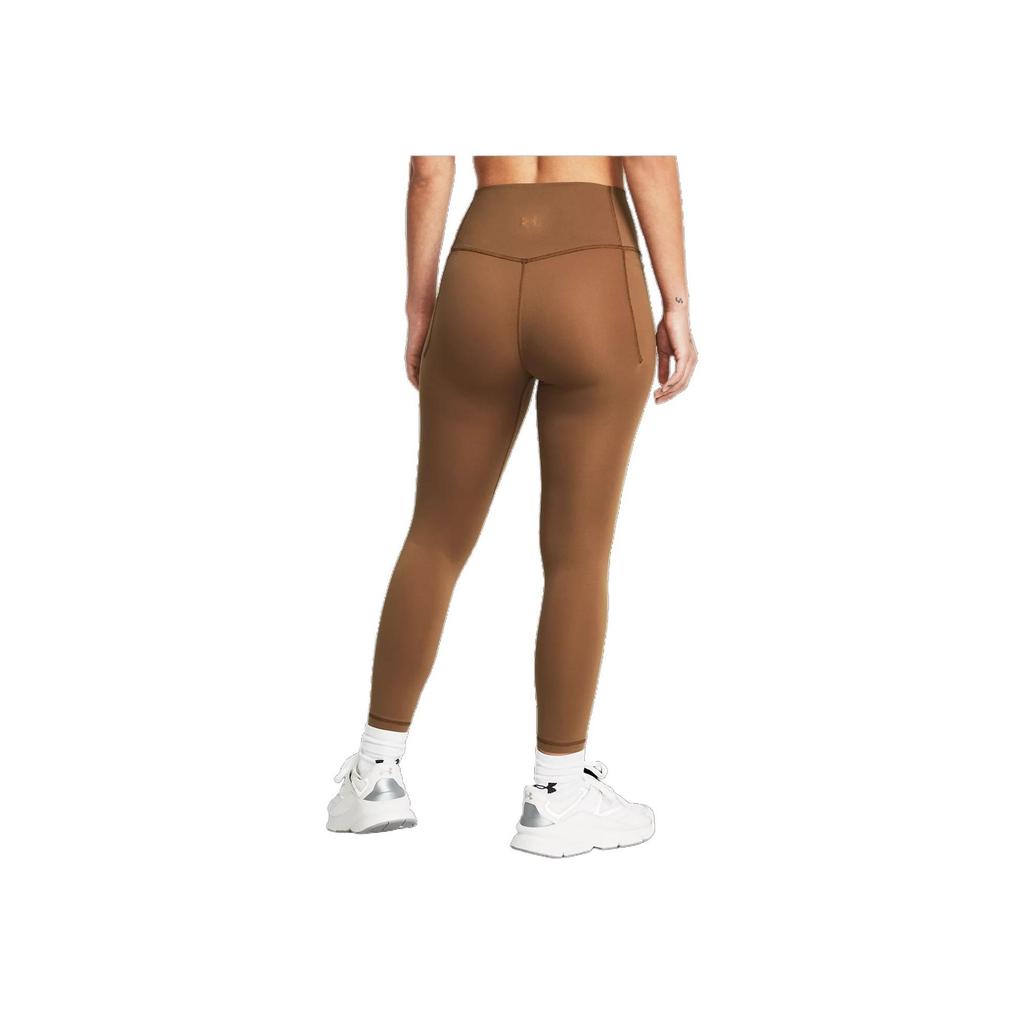 Under Armour Meridian Solid Color Elastic Mid-Waist Slim Fit Nine-Point Sports Pants Women Pants Moss-Brown 1382525-253