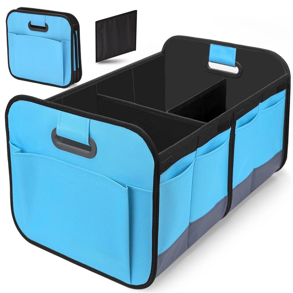 Large Collapsible Trunk Organizer with Multi Pockets, 3 Compartments Storage Organizer for Car, SUV, Minivan