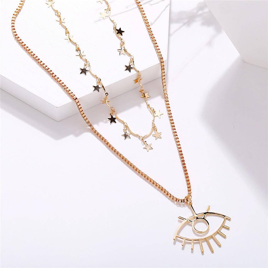 Eye Pendant Multi-Layer Necklace Creative Retro  Trend Star Clavicle Chain