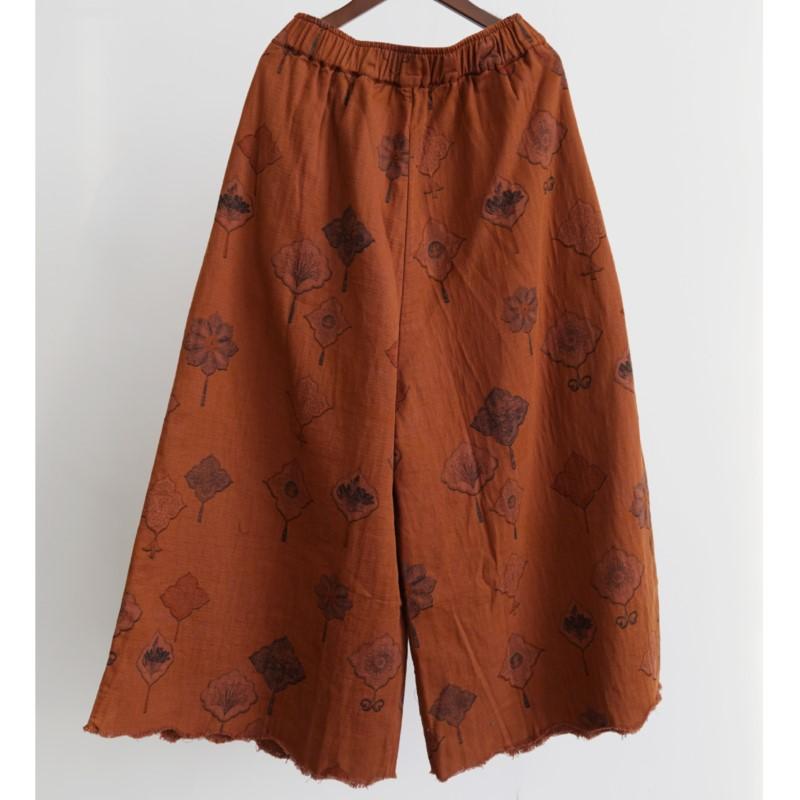

Johnature Women Vintage Wide Leg Pants Print Floral Spring Chinese Style Trousers Soft Female Loose Pants One Size