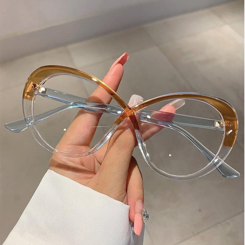 Hot-Selling Wind Oval Flat Glasses Trend With The Same Face Small High Value Anti-Blue Glasses