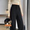 Damskie spodnie codzienne z wysokim stanem i szerokimi nogawkami