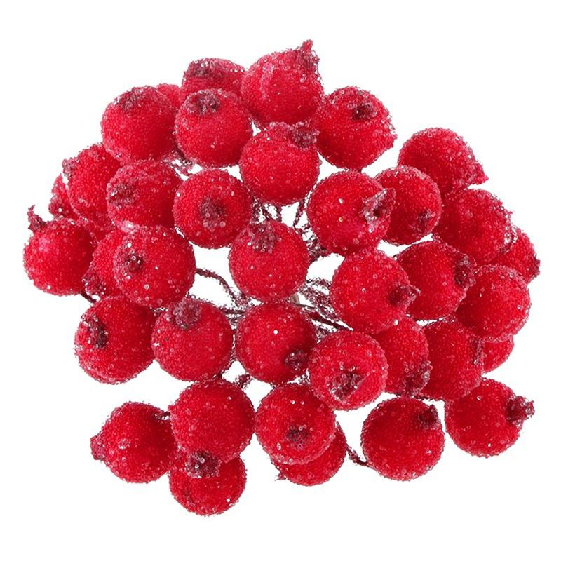 Pack of 40pcs Mini Christmas Frosted Fruit Berry Holly Artificial Flower Decor