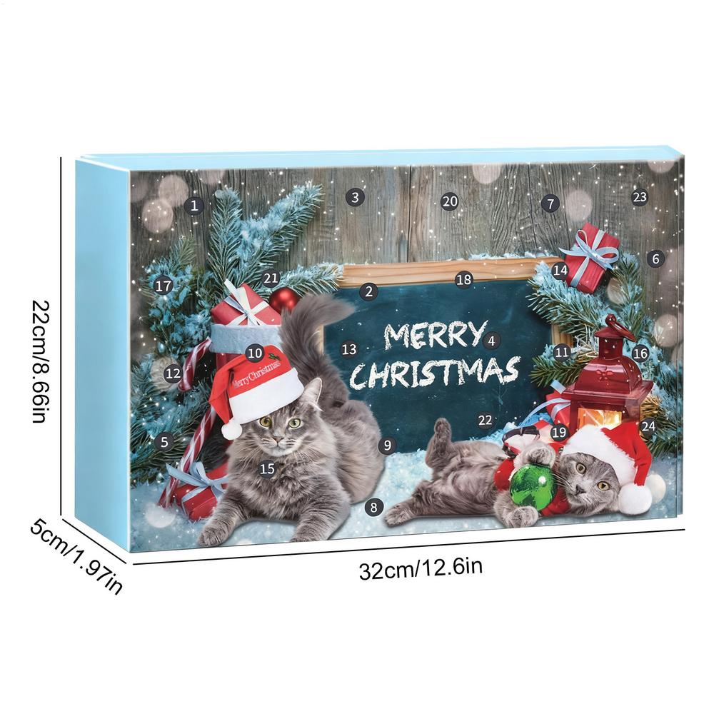 

2025 Christmas Calendar Cat Advent 24 Days Kitten Toys Festival Countdown Calendar for Christmas Home Daily Festival Holiday M синий