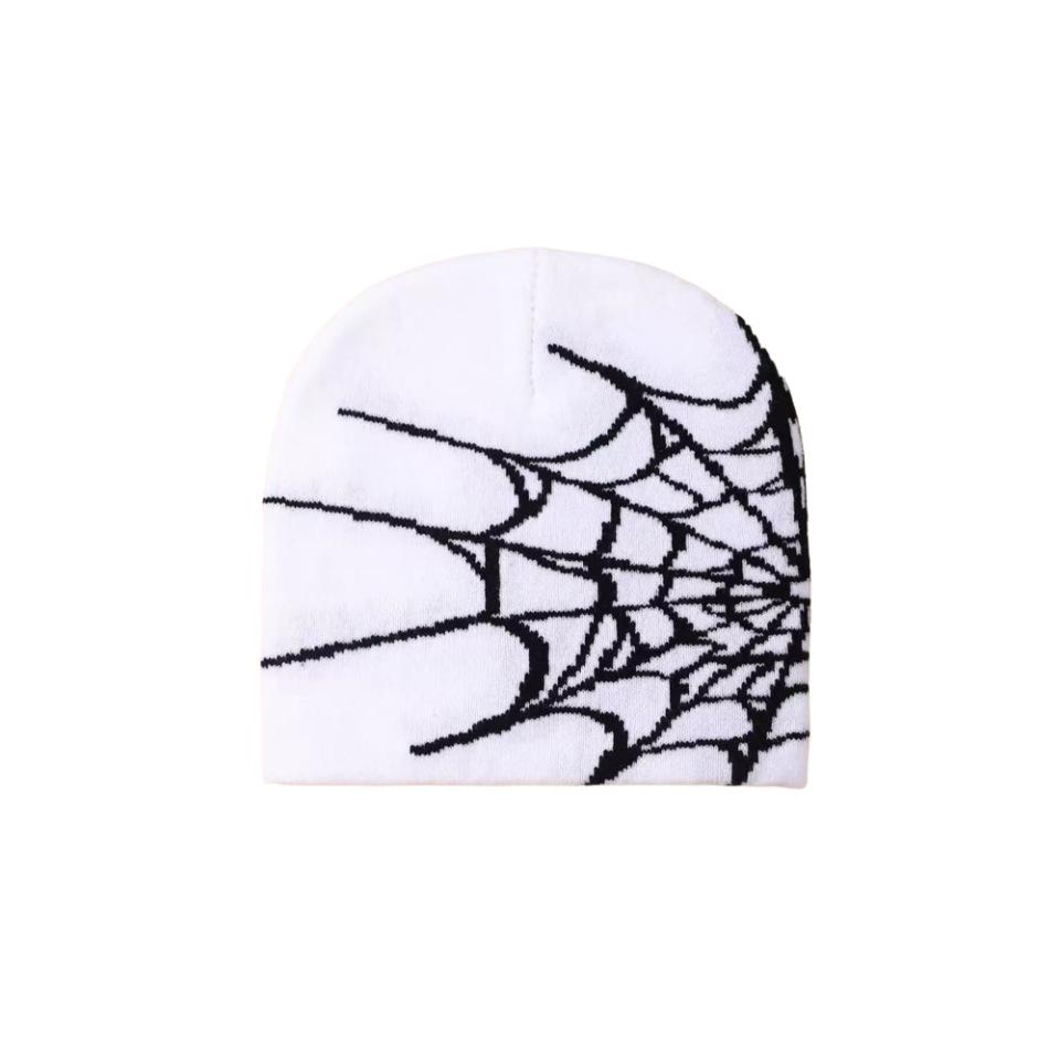 Y2K Gothic Spider Pattern Wool Acrylic Knitted Hat Women Beanie Winter Warm Beanies Grunge Hip Hop Casual Skullies Outdoor Cap