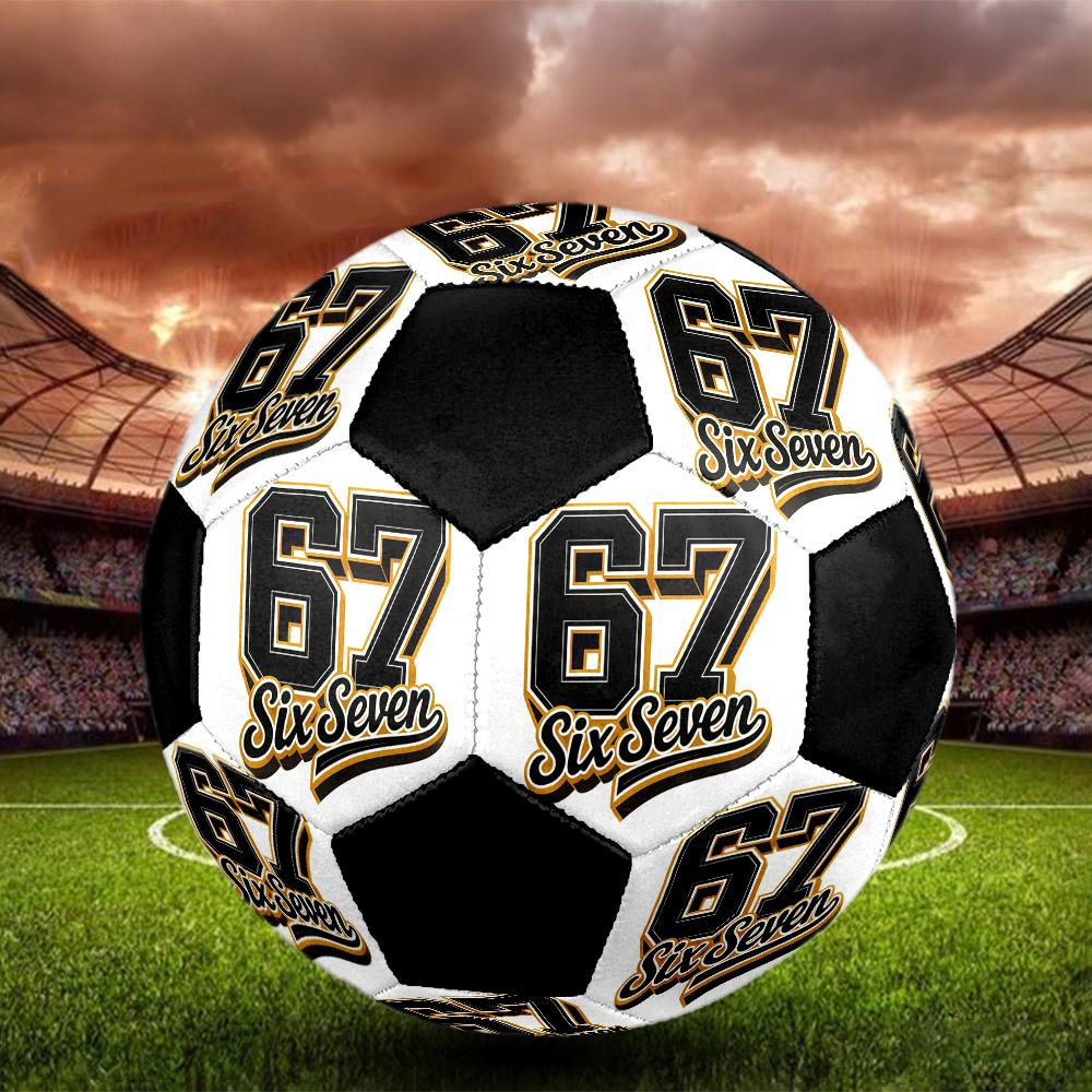 Six and Seventeen Indoor Soccer Ball Colorful Machine Stitched PVC Size 5 Team Training Competition Ready Durable High-Bounce Cool Sports Gift