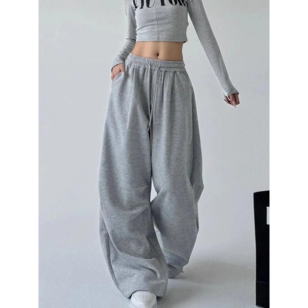 VIONA Y2K Harajuku Wide Leg Sweatpants Women Streetwear Baggy Oversize Gray Sports Pants High Waist Drawstring Casual Joggers Trousers