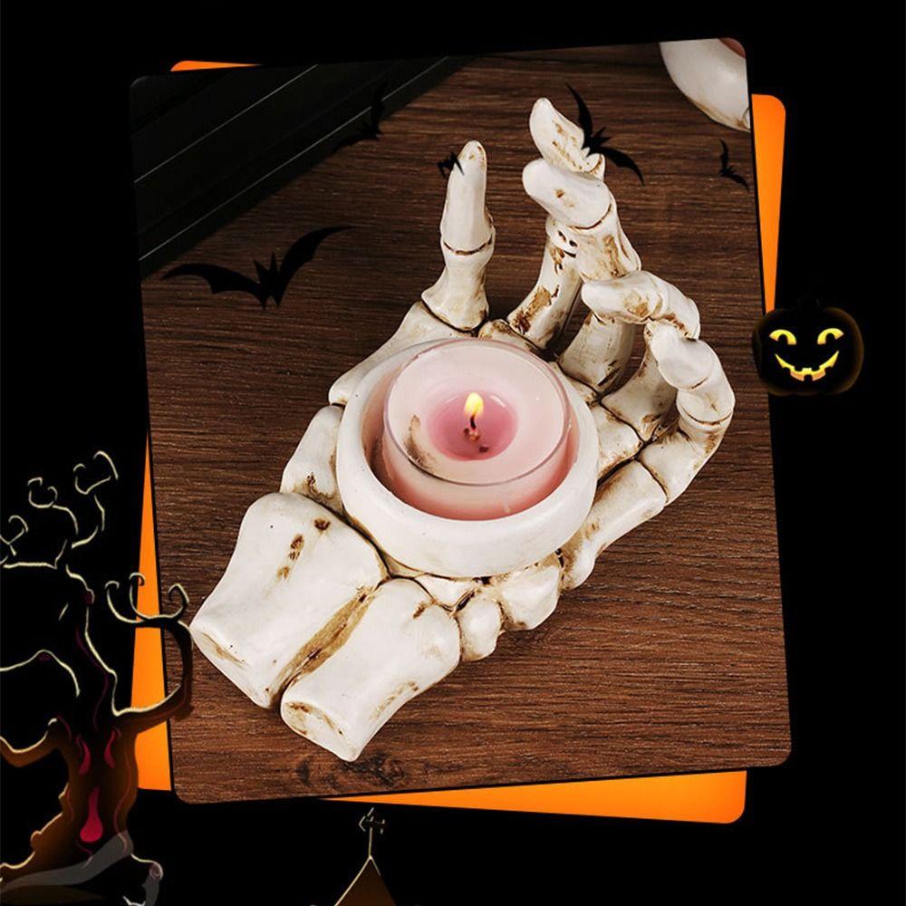 Halloween Decorations Skull Butterfly Pen Holder Craft Skull Candlestick  Home Decor