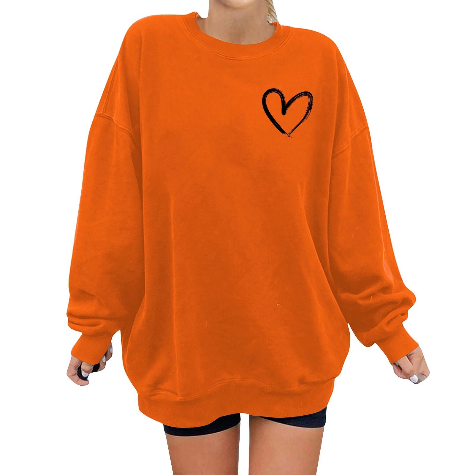 

Унисекс Пуловер с принтом сердца, круглым вырезом, заниженной линией плеч, длинными рукавами XXL оранжевый