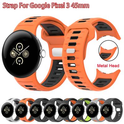 Silikonarmband für Google Pixel Watch 3 45mm Zweifarbiges Armband Wasserdicht Herren Damen Armband für Google Pixel Watch 3 45mm Handgelenk