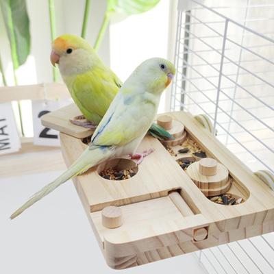 Wooden Bird Foraging Puzzle Toy Parrot Enrichment Toy for Small Animals Rabbits Guinea Pigs Hamster Food Training Toy
