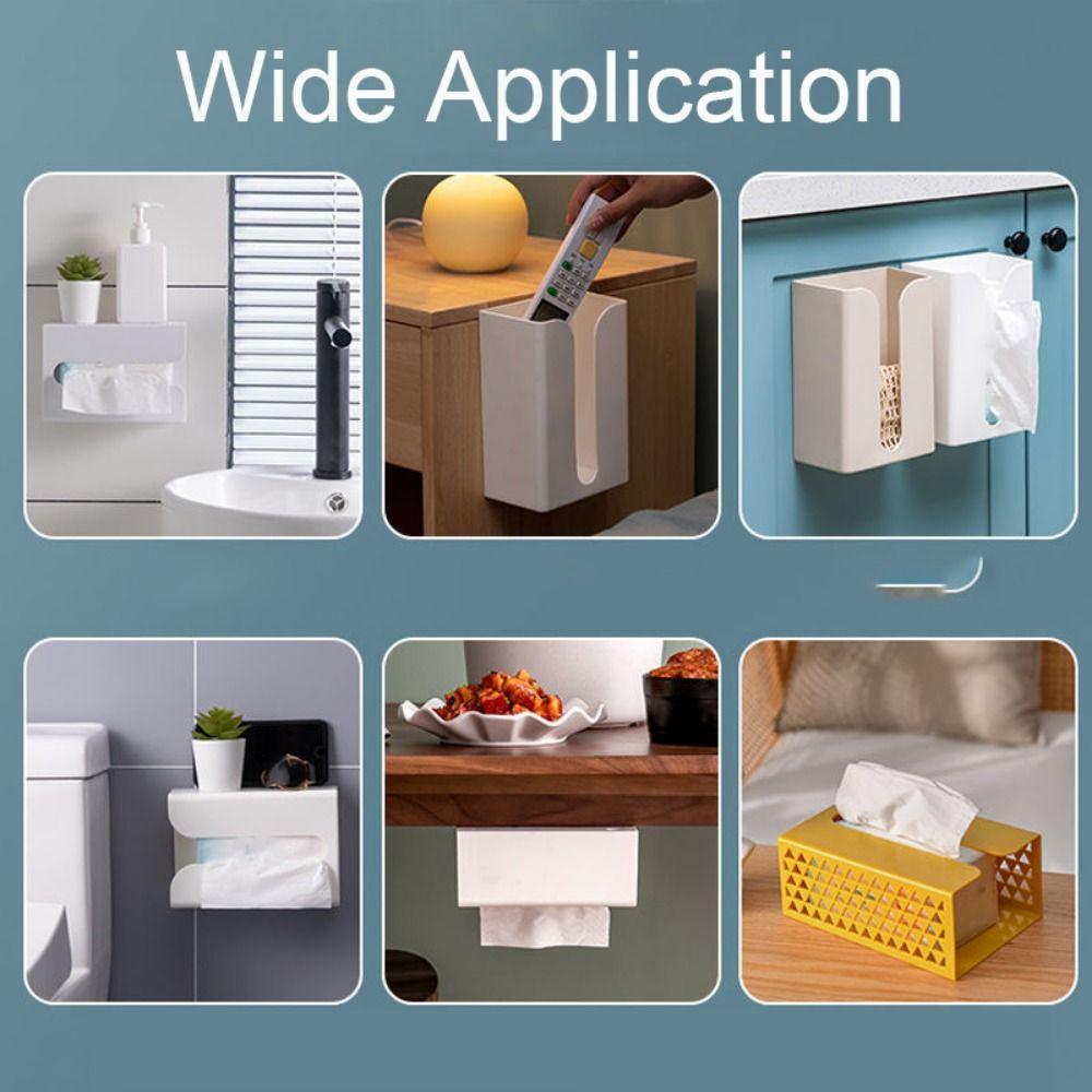 Self Adhesive Wall Mounted Tissue Box Space-saving Tissue Storage Box Living Room