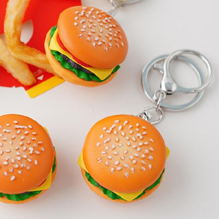 2 Pezzi Portachiavi Divertenti a Forma di Hamburger con Robusta Costruzione Metallica per Aggiungere Chiavi e come Regalo Creativo