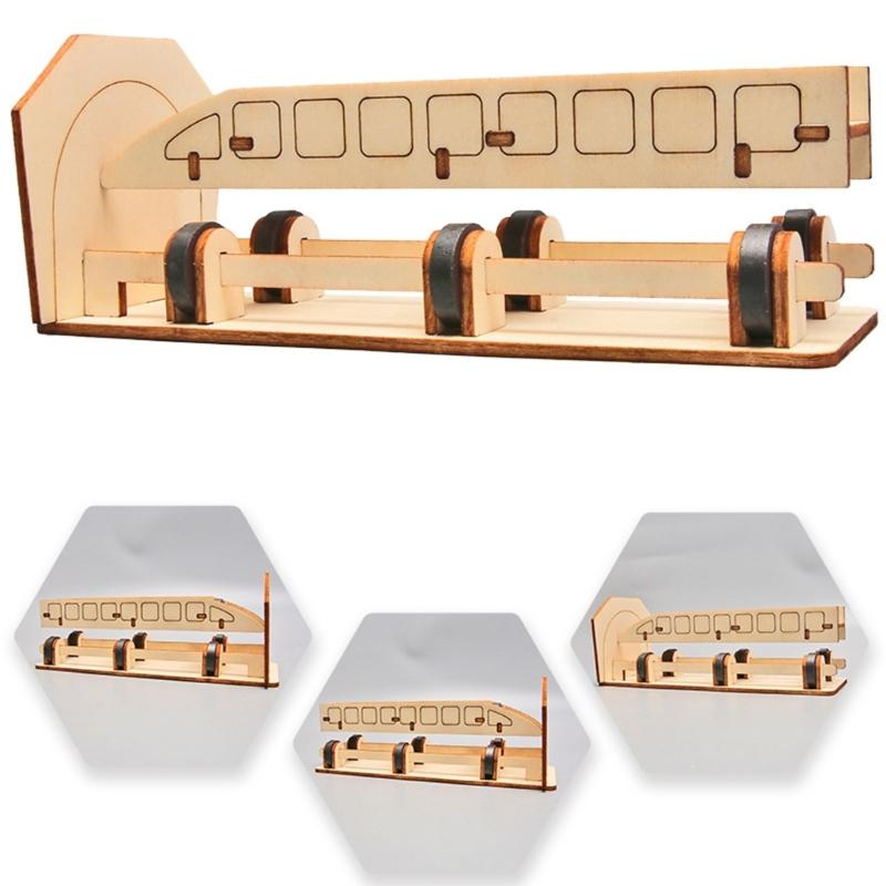 Wooden Magnetic Levitation Train Model Children STEM Toy Hands On Learning Toy For Students Learning Physics Principles
