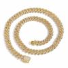 JUXIN Factory Hip Hop 14K Gold Plated Jewelry 10mm Wide Bling CZ Iced Out Prong Cuban Link Chain Men's Necklace